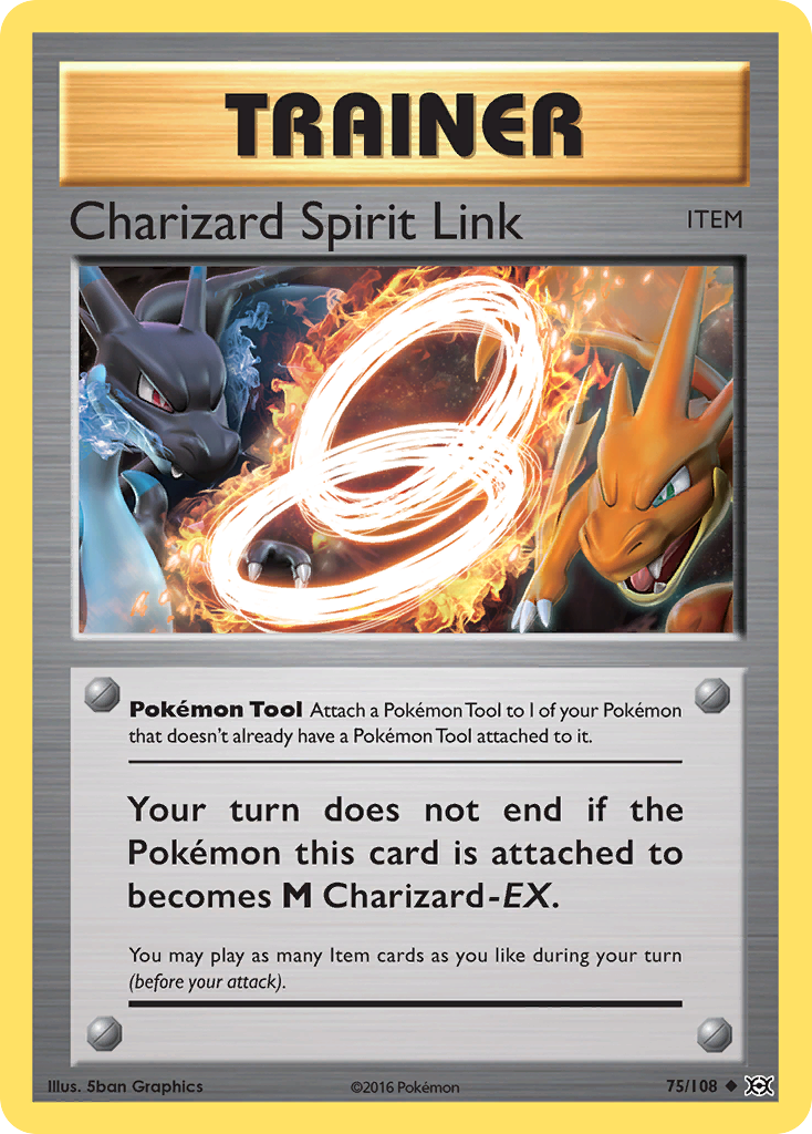 pokemon card trainer charizard spirit link - (75/108) Your turn does not end if the Pokmon this card is attached to becomes M Charizard POKEMON NINTENDO XY Evolutions NM