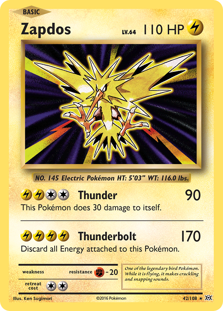 zapdos pokemon go card #29/78 Foil Trading Rotterdam Comics Near Mint Set Zapdos 42/108 - Evolutions Reverse