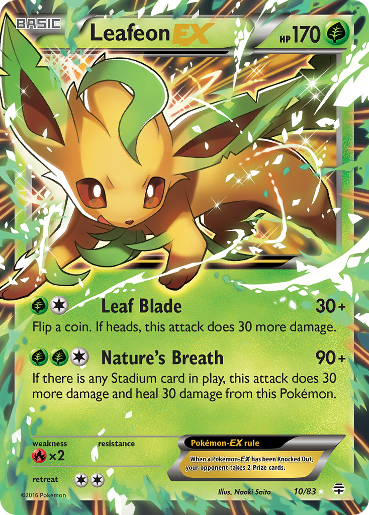 pokemon leaf card Leafeon-EX 10/83 - Generations Holofoil Evolving Skies Singles Iron Leaves HP120 *Future *