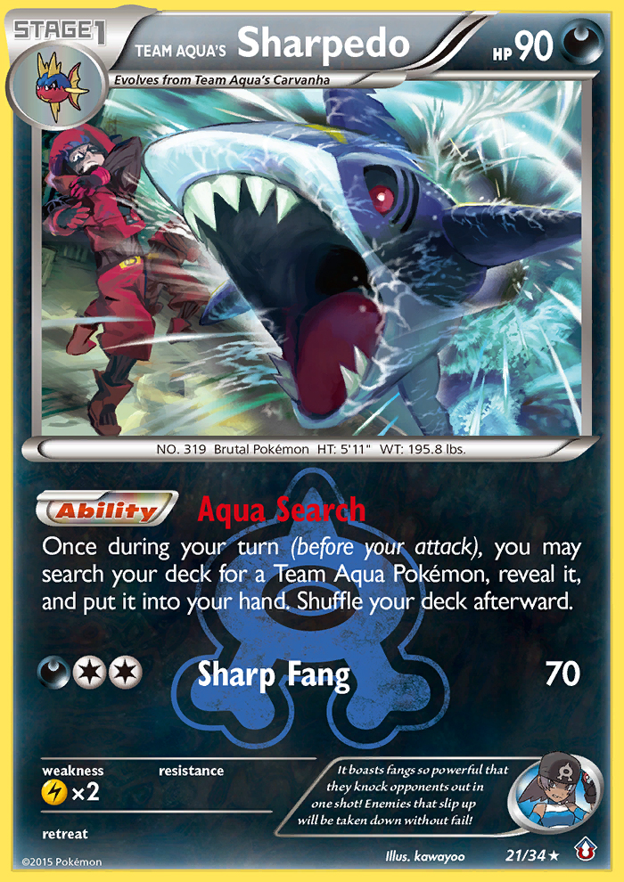 sharpedo pokemon cards Mega Ex 51/080 20 Artist Team Aqua's Sharpedo 21/34 -
