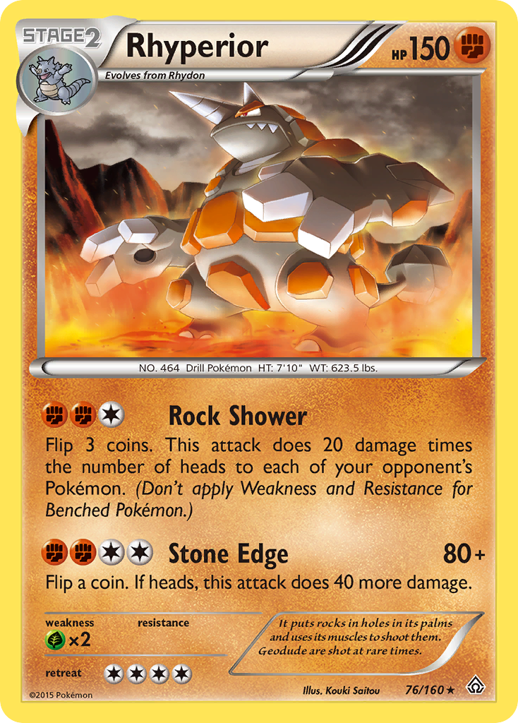 Rhyperior 76/160 - Primal Clash Reverse Holofoil - Game Nerdz