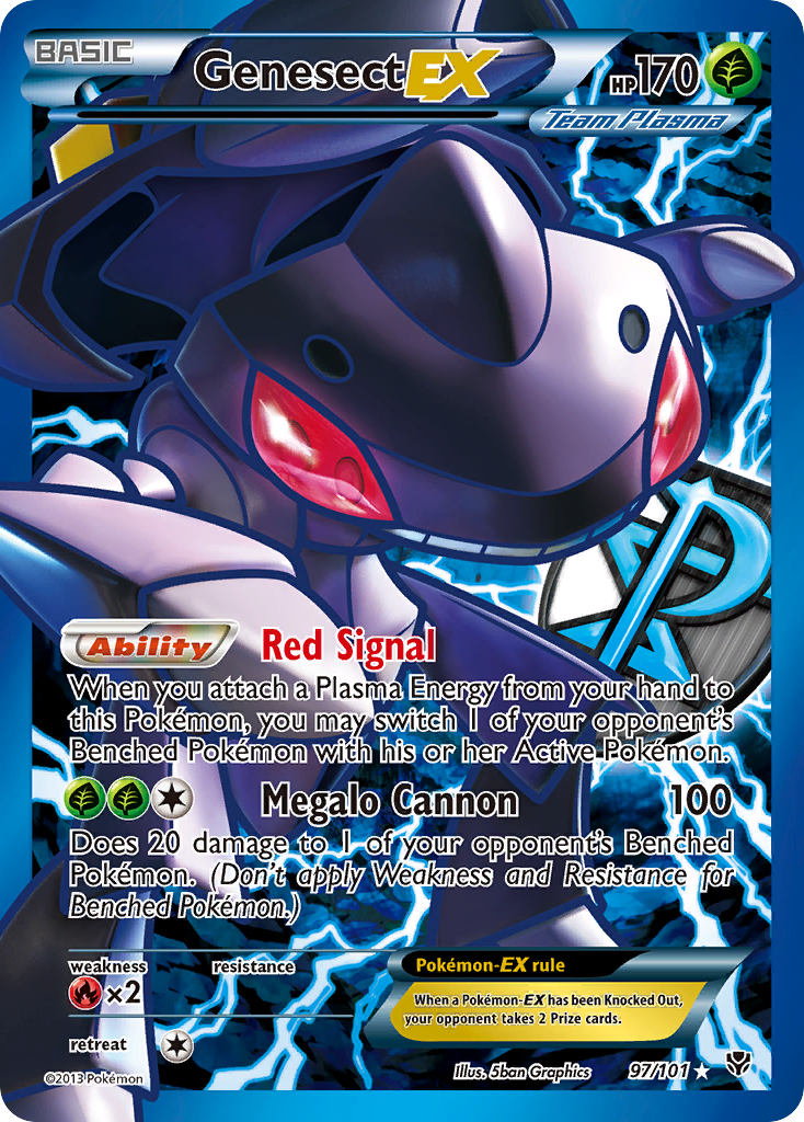 genesect pokemon card price EX 11/101 art depiction of Genesect that makes it a true standout piece Genesect-EX 97/101 - Plasma Blast