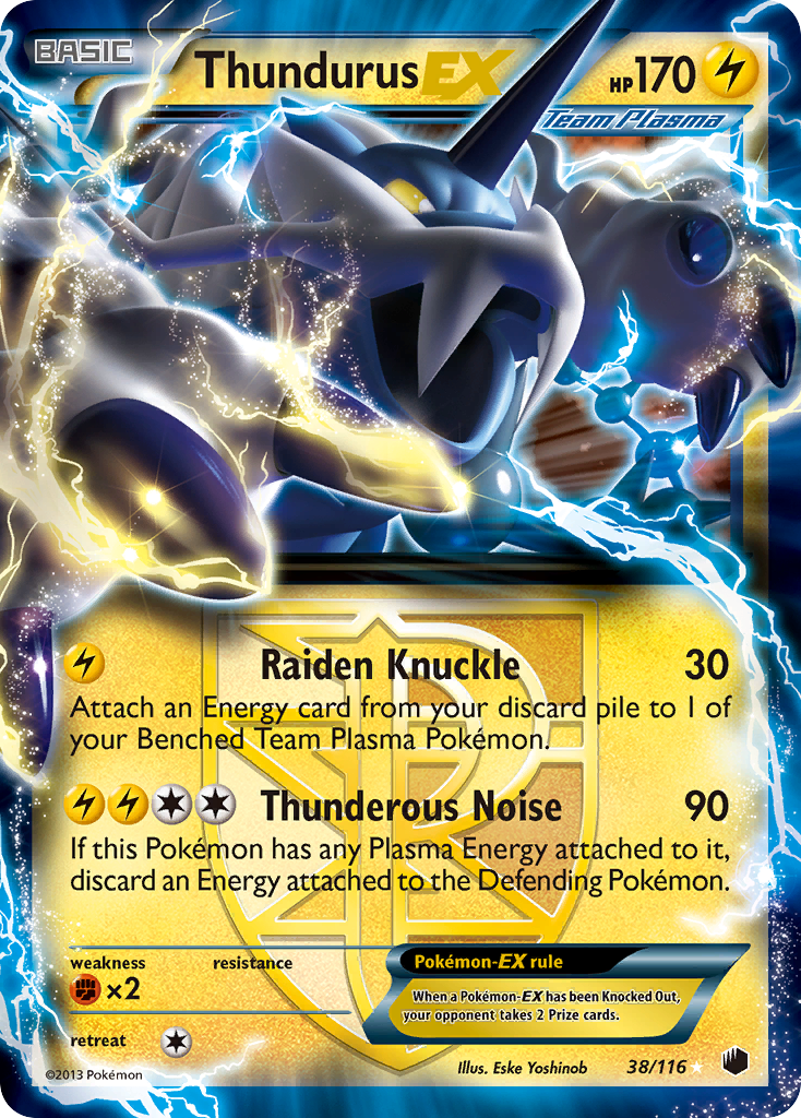 pokemon card plasma Thundurus-EX 38/116 - Plasma Freeze Holofoil