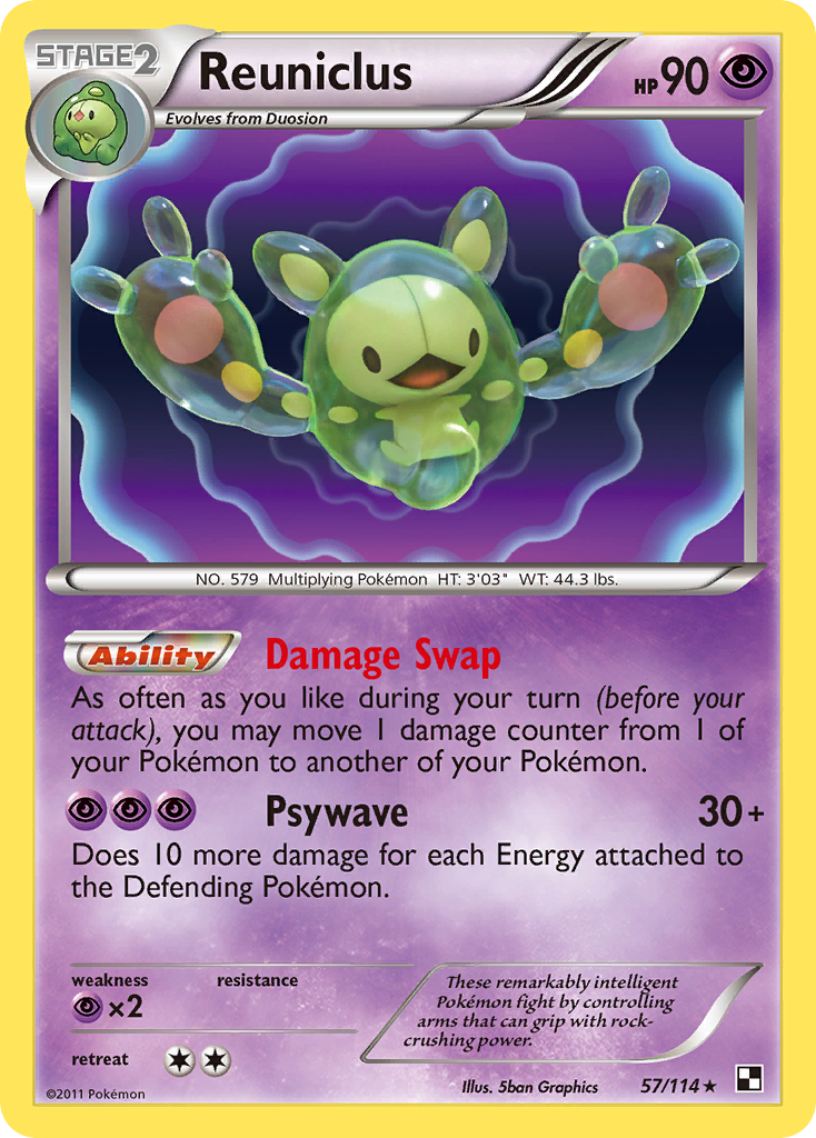 Reuniclus 57/114 - Black and White Reverse Holofoil Lightly Played Reuniclus 57/114 - Black and White Reverse Holofoil Lightly Played