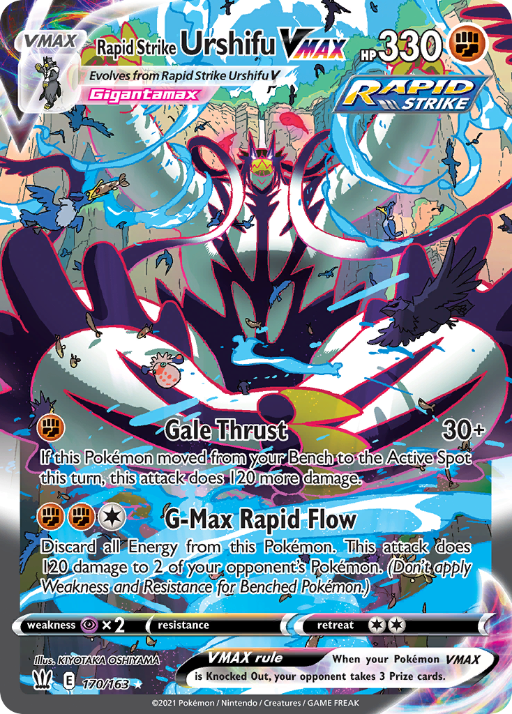 rapid strike pokemon cards Sword & Shield Battle Styles Urshifu V Box [4 Booster Packs, 2 Promo & Oversize Card] This set contains 1 foil Rapid Strike Urshifu V Rapid Strike - Urshifu V