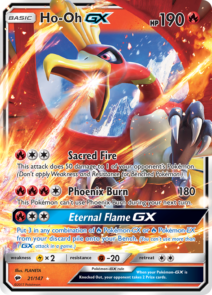 Ho-Oh-GX 21/147 - Burning Shadows Holofoil - Game Nerdz