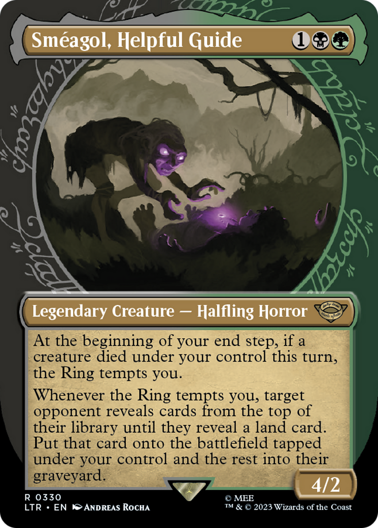 Smagol, Helpful Guide (LTR-330) - The Lord of the Rings: Tales of Middle- earth: (Showcase) (Borderless) Foil - Game Nerdz Smagol, Helpful Guide (LTR-330) - The Lord of the Rings: Tales of Middle- earth: (Showcase) (Borderless) Foil - Game Nerdz