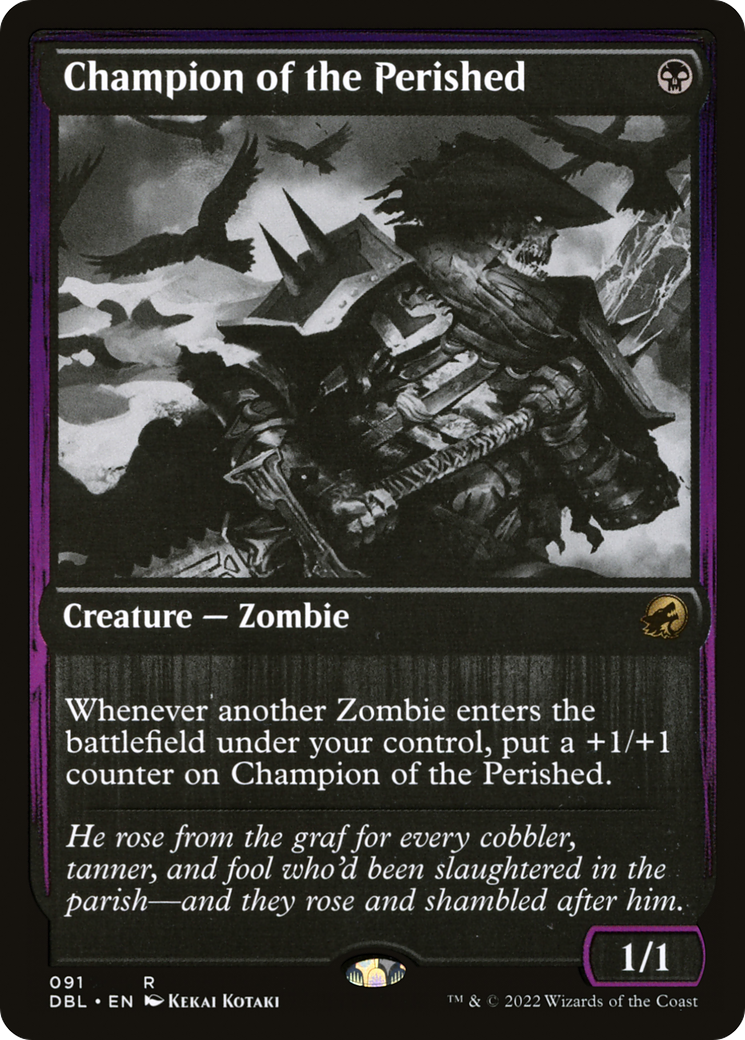 mtg champion cards Magic: The Gathering Etched : Toys & Games Whenever another Zombie enters the battlefield under your control Champion of the Perished (DBL-091)