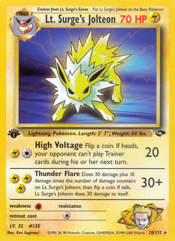 lt surge pokemon card value Lt. 17/132 Holo Rare Gym Heroes Near Mint/Excellent the trusted official grading guarantees its condition PokeDATA - Check current Pokemon