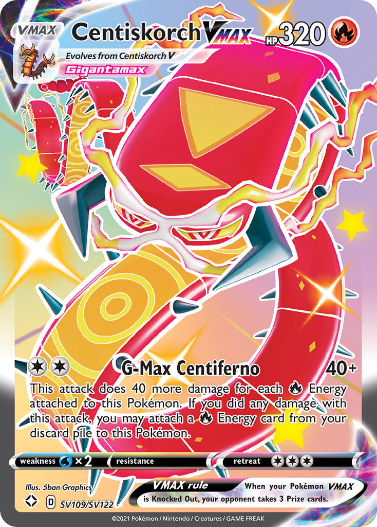 pokemon card centiskorch 2021 Japanese Sword & Shield Vmax Climax 023 Full Art/centiskorch Vmax PSA 10 Graded Evolves from Sizzlipede Type Pokemon Centiskorch VMAX Secret New