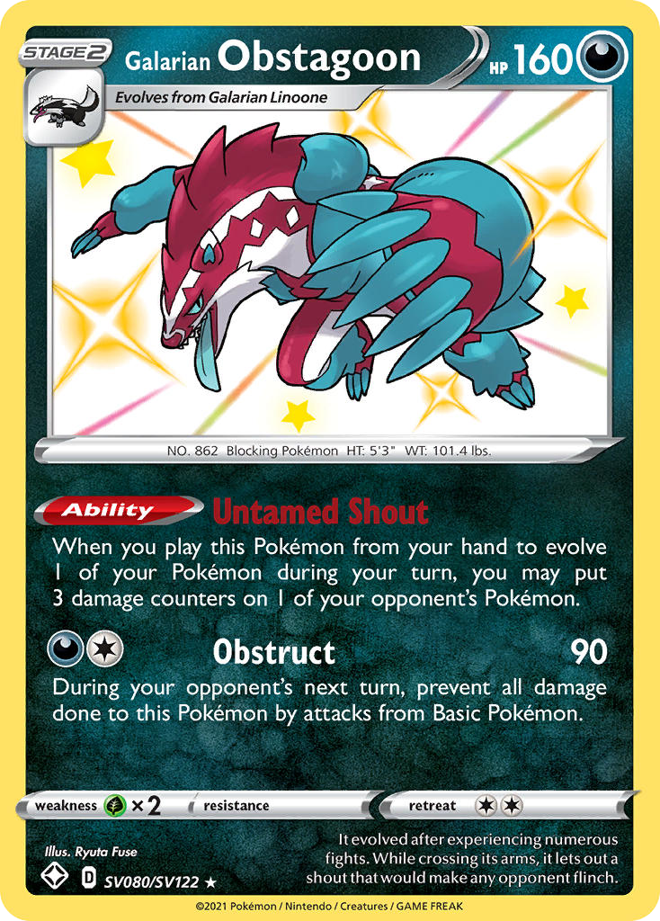 galarian obstagoon pokemon card - 198/185 - Vivid Voltage - Secret Rare Promo Card Type Obstagoon | Pokmon Cards and