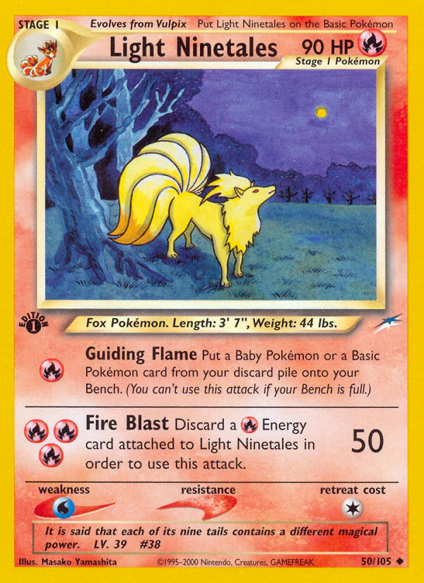 LIGHT NINETALES 50/105 やさしいキュウコン 英語版ポケモン Light Ninetales 50/105 - Neo Destiny 1st Edition - Game Nerdz