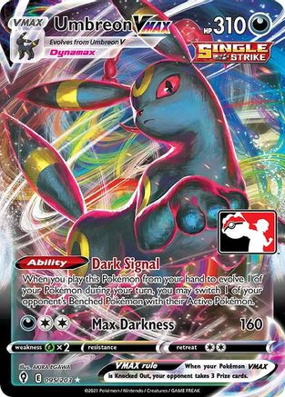 Umbreon VMAX 310 HP シングルストライク Umbreon VMAX 95 - Prize Pack Series Cards Holofoil - Game Nerdz