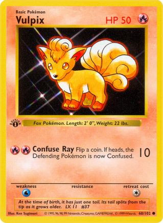 Vulpix 68 - Base Set Shadowless 1st Edition - Game Nerdz