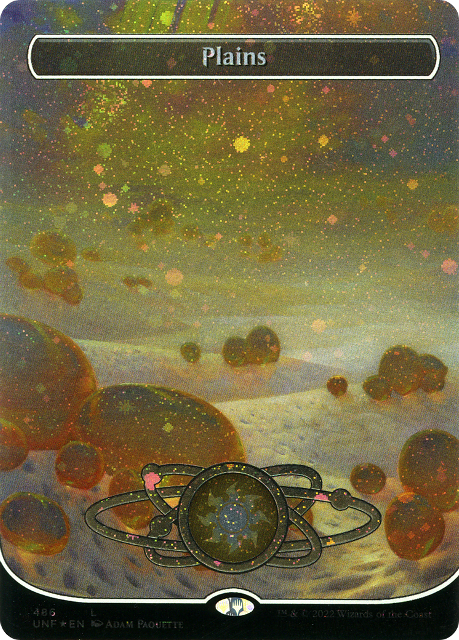 1x] Plains (136) - Foil Played, English Unhinged MTG Magic