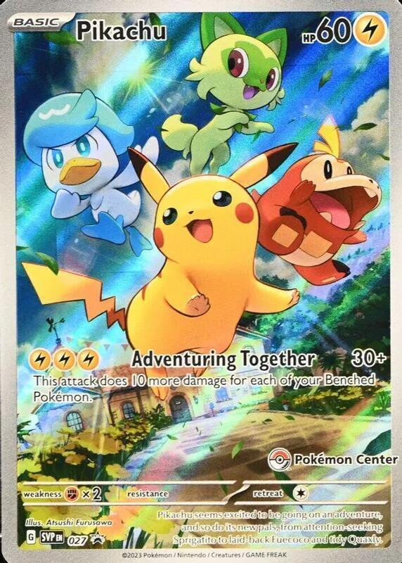 all pokemon center promo cards Pikachu - 027 (Pokemon Center Exclusive) 27 - SV Scarlet Violet Promo Cards  Holofoil (LP)