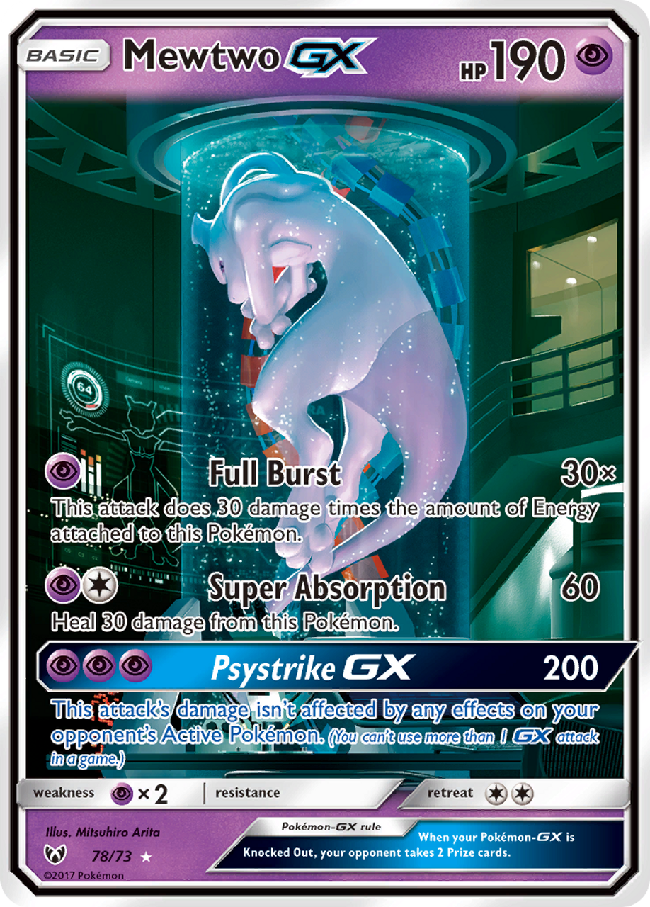 ポケモンカードゲーム Mewtwo GX Mewtwo-GX 78/73 - Shining Legends Holofoil (LP) - Game Nerdz