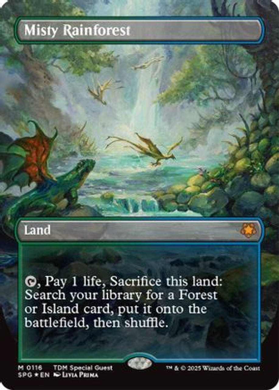 【mtg】霧深い雨林 英語版ボーダーレスFoil スペシャルゲスト SPG Misty Rainforest (Borderless) (Dragonscale Foil) (SPG-116