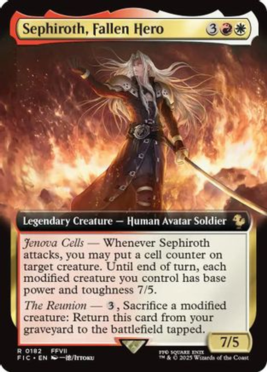 Sephiroth, Fallen Hero foil 拡張枠 FIC 182 Sephiroth, Fallen Hero (Extended Art) (FIC-182) - Commander