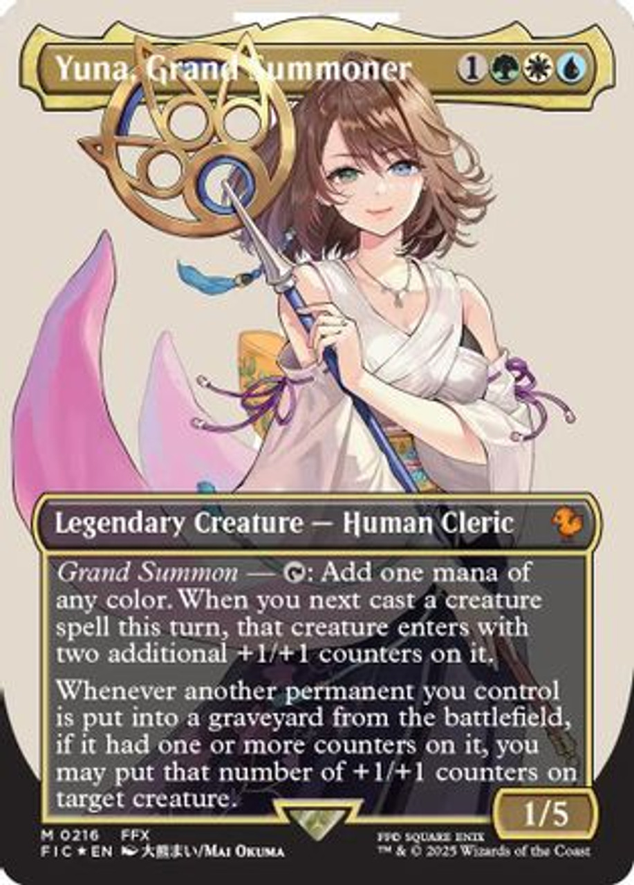 大召喚士、ユウナ/Yuna, Grand Summoner foil Yuna, Grand Summoner (Borderless) (Surge Foil) (FIC-216