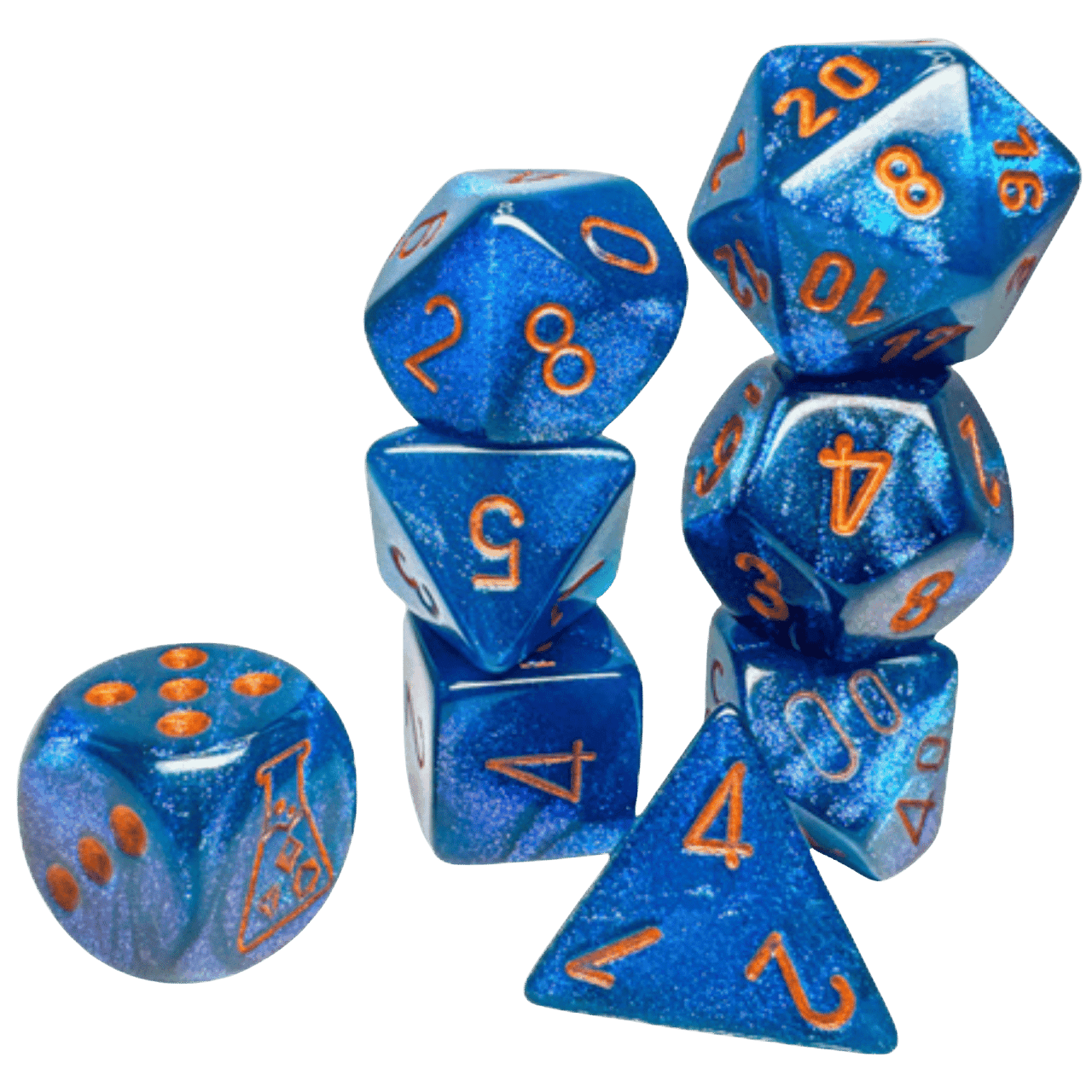 Chessex Dice: Lab Dice 9 Borealis - Polyhedral Midnight/Copper (7