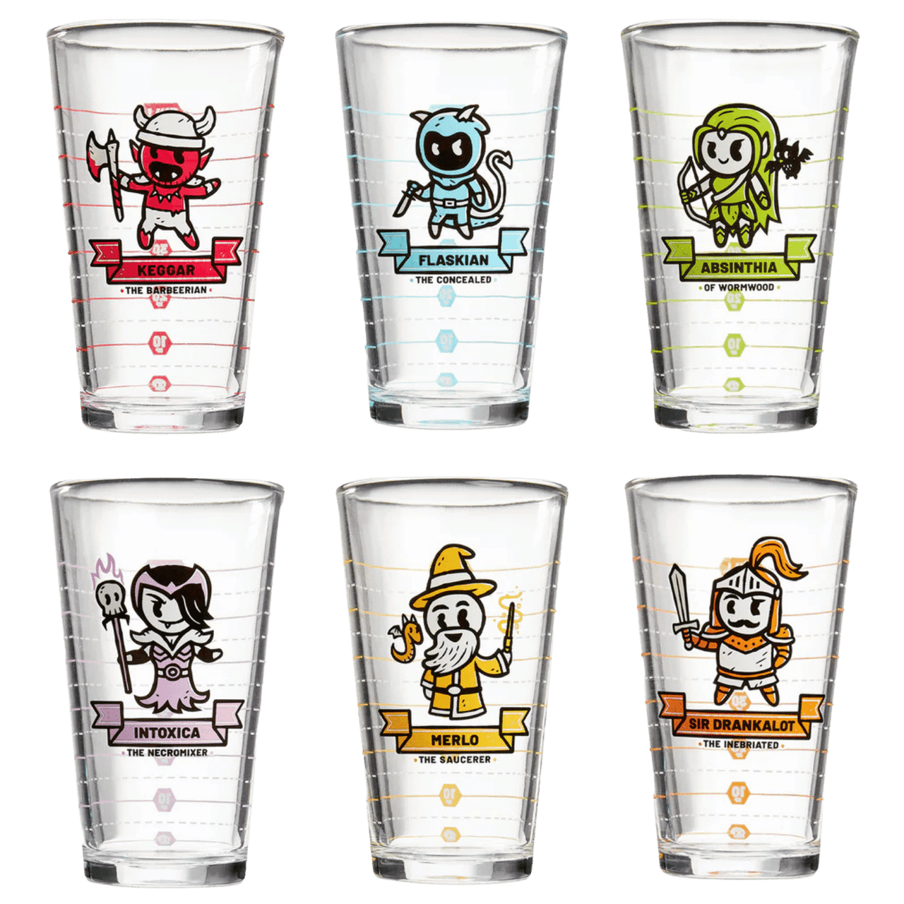Heroes of Barcadia Base Game Pint Glass Set - Game Nerdz