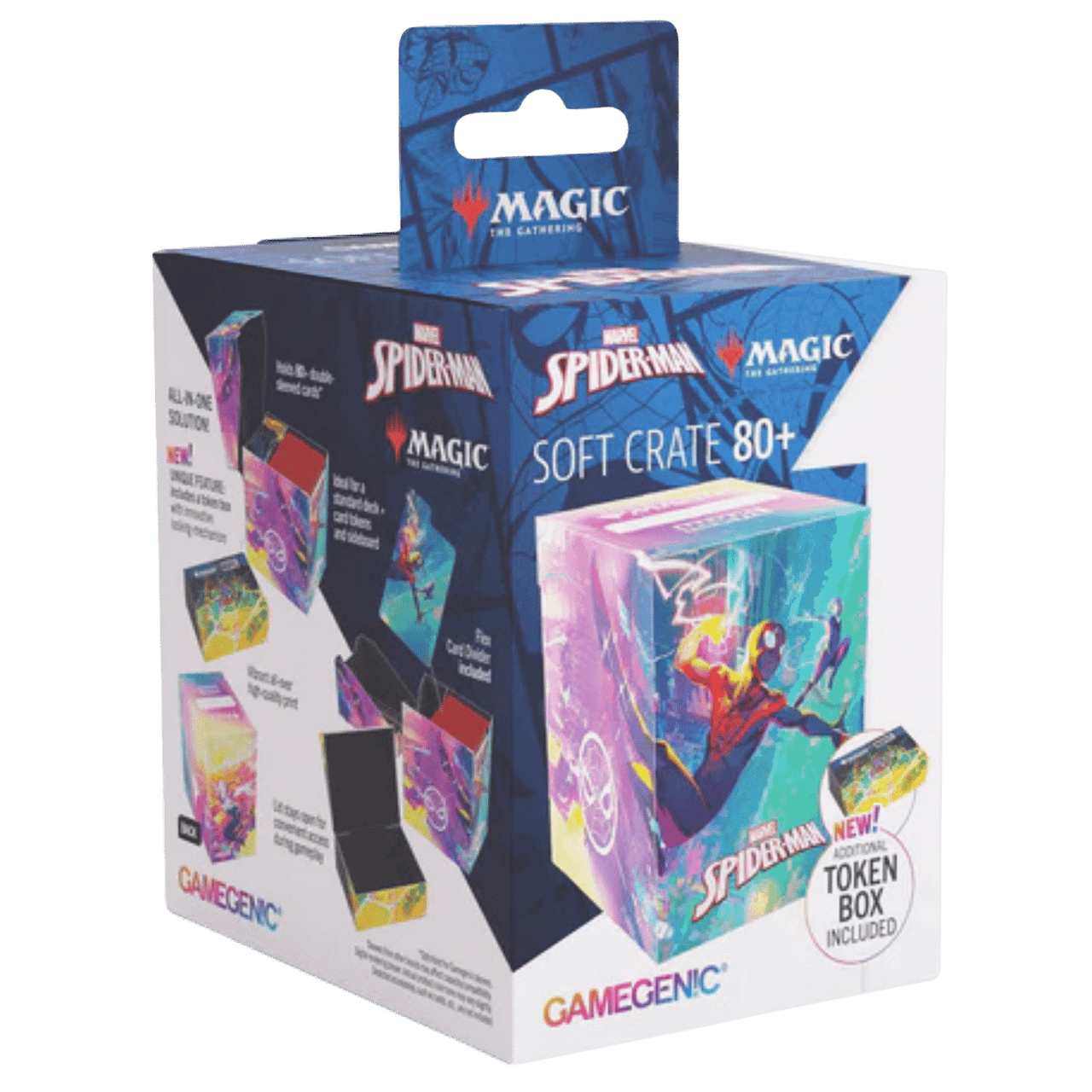 Gamegenic Soft Crate 80+ – Boîte De Rangement Magic Marvel Spider-Man – Contient Boîte à Jetons – Jusqu’à 80 Cartes Double Pochette