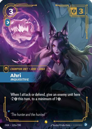 【Riftbound】Ahri alt 119a/298・EN Ahri - Inquisitive (Alternate Art) (119a/298) - Origins Foil