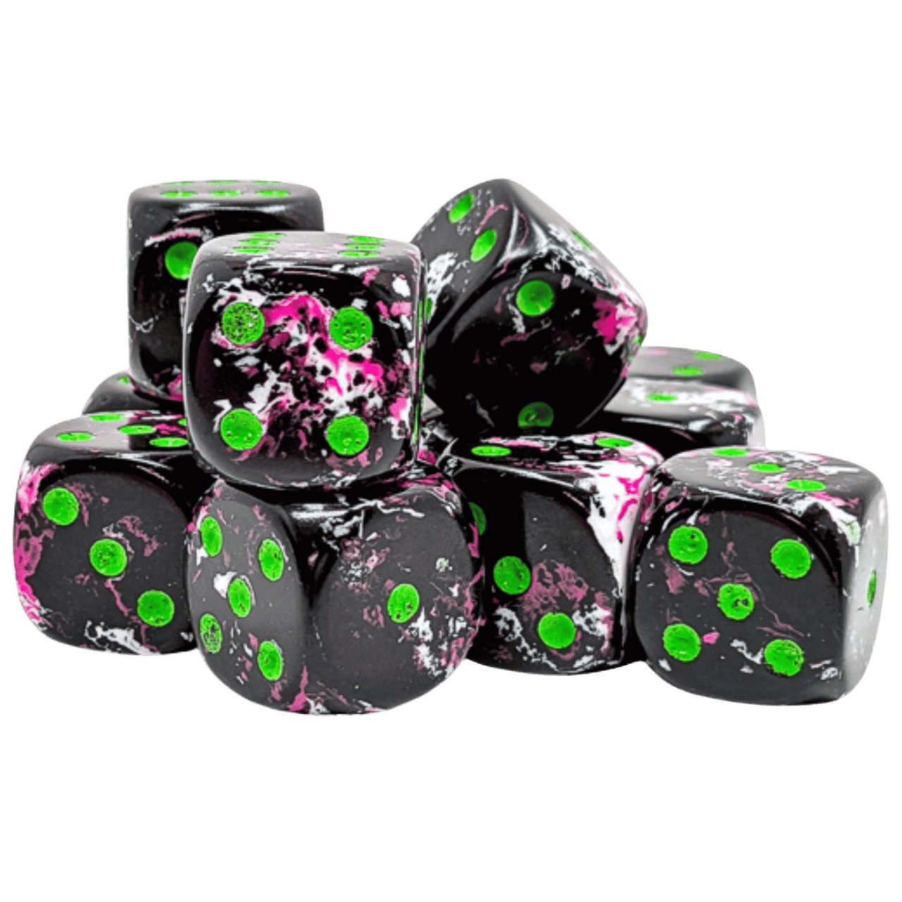 Chessex Dice: Brush D6 16mm - Paintball/Green (12ct) - Game Nerdz