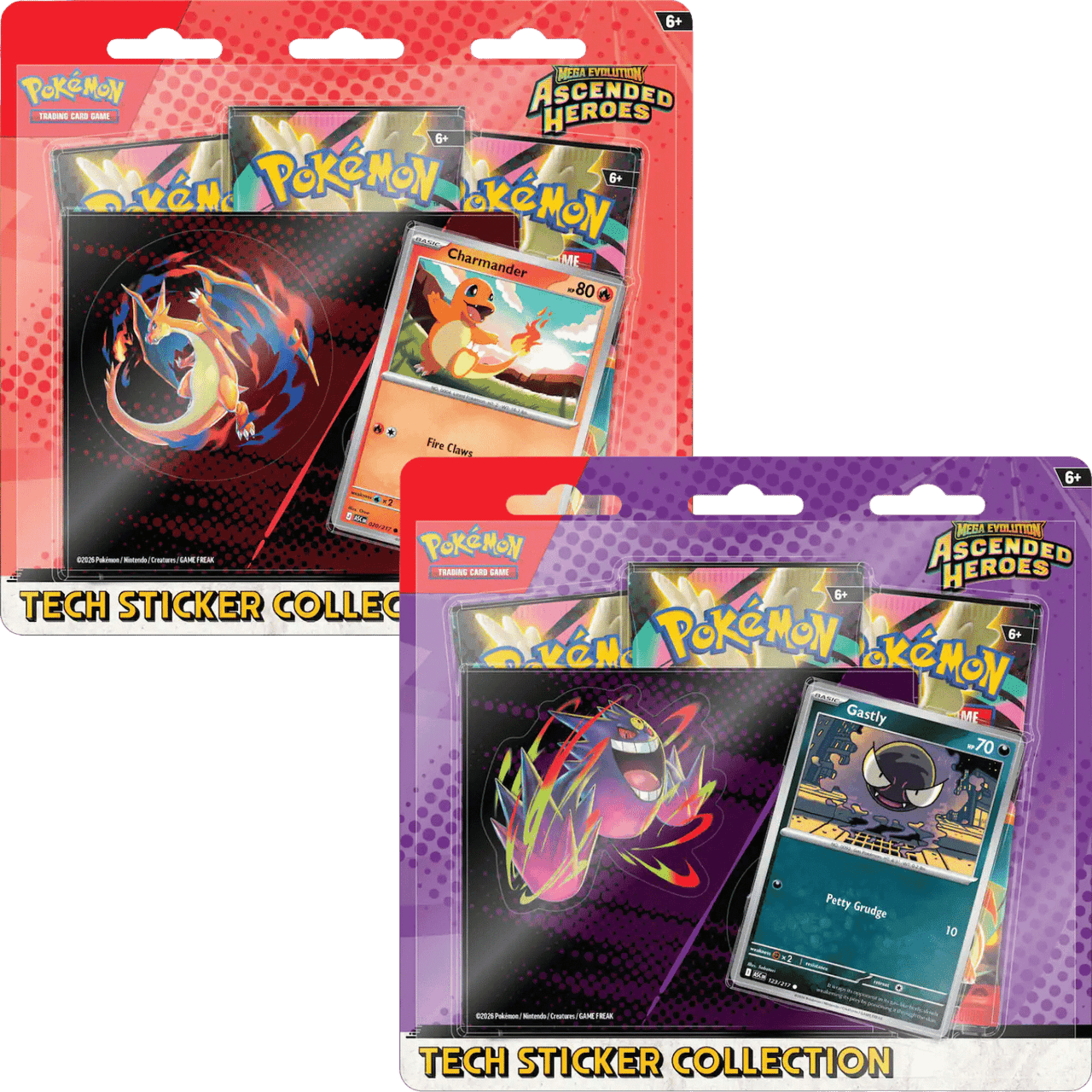 Pokemon: Mega Evolution - Ascended Heroes - Tech Sticker Collection - Three- Booster Blister Pack (Set of 2) - Game Nerdz