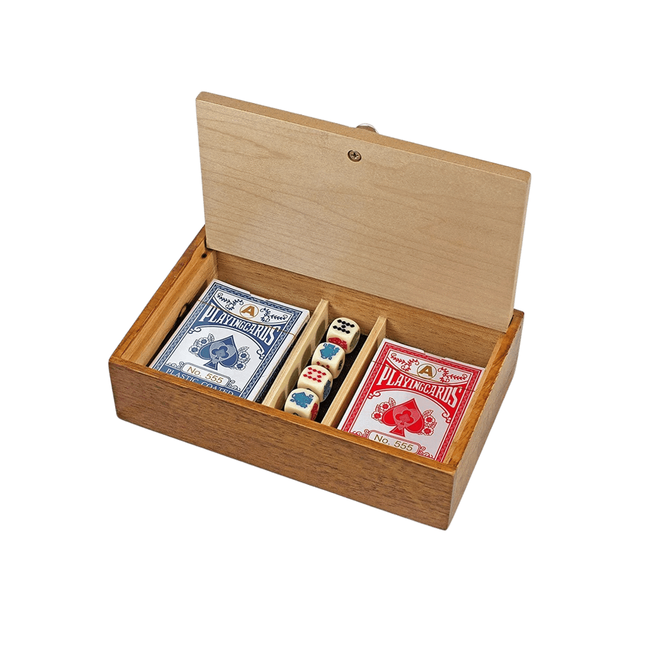 Aces & Spades Wood Card & Poker Dice Box - Game Nerdz