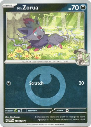 N's Zorua (Energy Symbol Pattern) 136 - ME Ascended Heroes Reverse Holofoil、The Pokémon Company、kayou