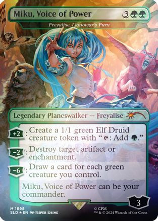 Miku, Voice of Power - Freyalise, Llanowar's Fury (Rainbow Foil) (SLD-1598) - Secret Lair Drop Series Foil、Wizards of the Coast、kayou