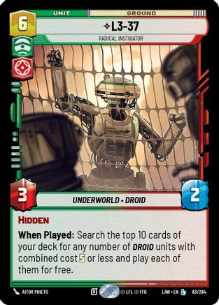L3-37 - Radical Instigator (63/264) - A Lawless Time、Fantasy Flight Games、kayou