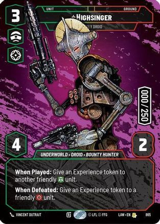 Highsinger - Deadly Droid (Serialized) (865) - A Lawless Time Foil、Fantasy Flight Games、kayou