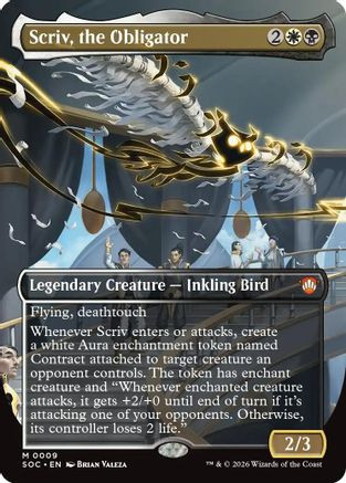 Scriv, the Obligator (Borderless) (SOC-009) - Commander: Secrets of Strixhaven Foil、Wizards of the Coast、kayou