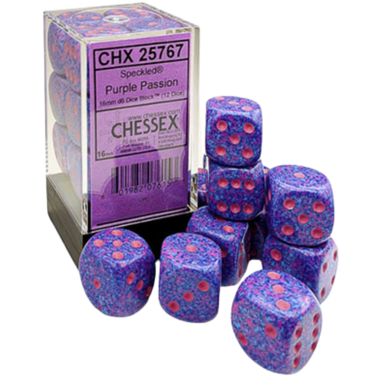 DICE_SELECTです！ Chessex Dice: Speckled D6 16mm - Purple Passion (12ct) - Game Nerdz