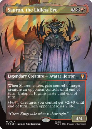 Sauron, the Lidless Eye (Borderless) (Surge Foil) (HOC-077) - The Hobbit: Eternal-Legal Foil、Wizards of the Coast、kayou