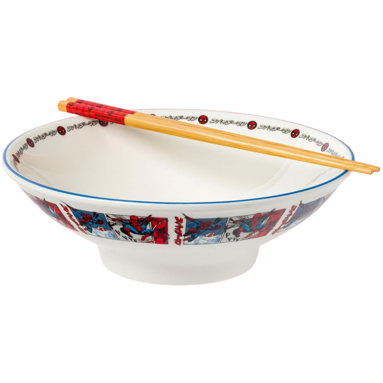 Marvel: Spiderman - Manga Panels - Ceramic Ramen Bowl w/Chopsticks (30oz)、Silver Buffalo、kayou
