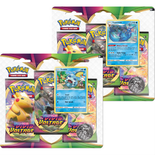 Pokemon Sword Shield Vivid Voltage Three Booster Blister Pack Sobble Vaporeon Set Of 2 Game Nerdz