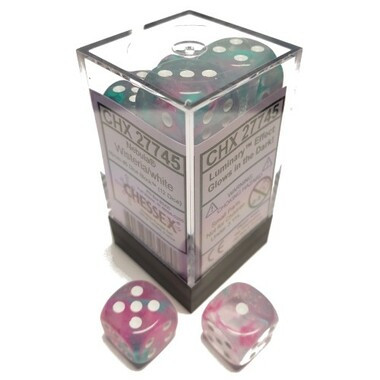 Chessex Nebula Würfel Set – 12x D6 Luminary Würfel 16mm, Wisteria/White, Made In Germany