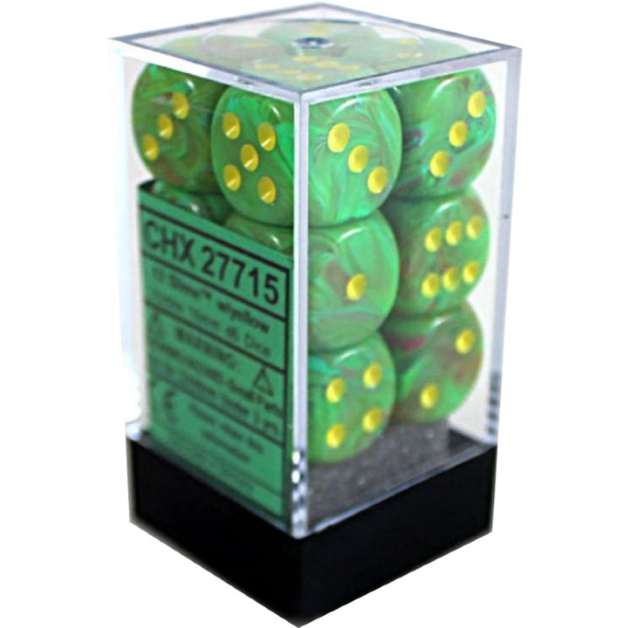 Chessex Vortex Dice D6 16mm Slime W/yellow 12 MINT for sale online 