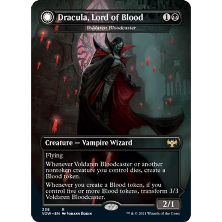 Dracula, Lord of Blood - Voldaren Bloodcaster / Dracula, Lord of Bats - Bloodbat Summoner: Rare #338 - Innistrad: Crimson Vow - Game Nerdz Dracula, Lord of Blood - Voldaren Bloodcaster / Dracula, Lord of Bats - Bloodbat Summoner: Rare #338 - Innistrad: Crimson Vow - Game Nerdz