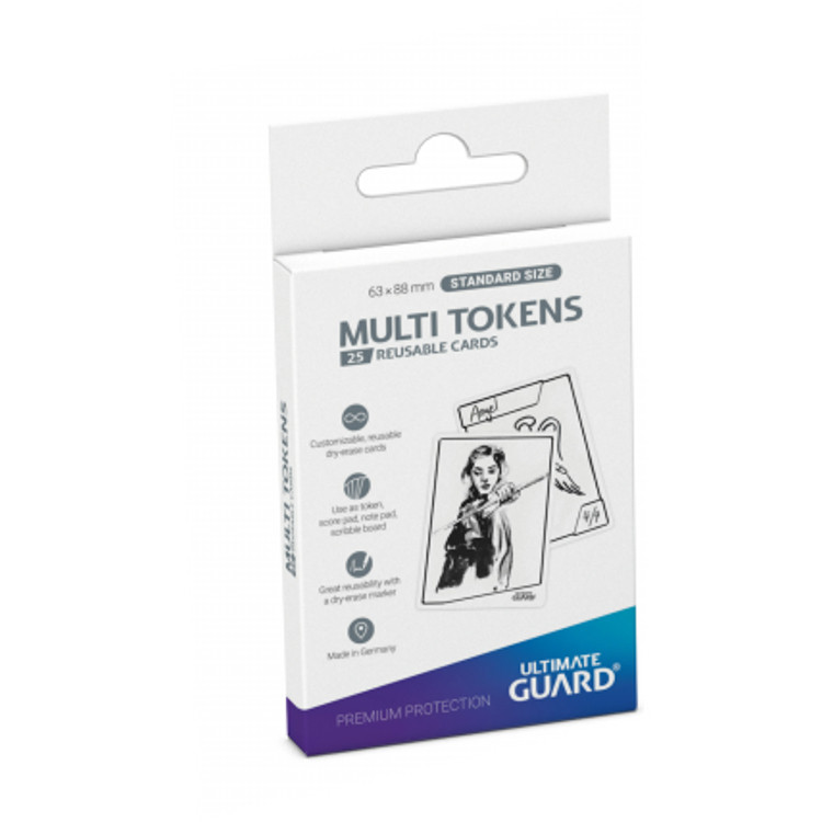 Jetons Multi Tokens Ultimate Guard 25 Pièces - 63x88mm Effaçables - Pour Jeux De Cartes Et Notes