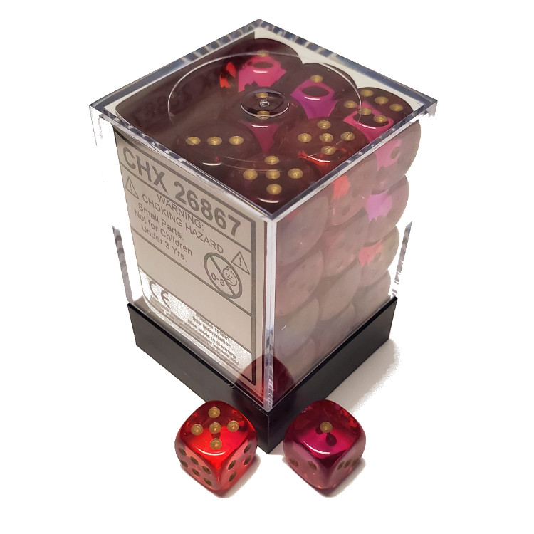 Chessex Gemini Polyhedral Red-Teal w/gold Dice Block (12 Dice