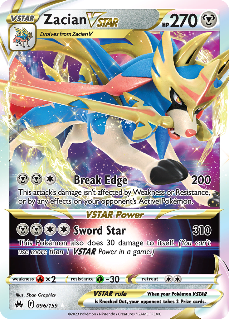 Zacian VSTAR 96/159 - Crown Zenith Holofoil - Game Nerdz