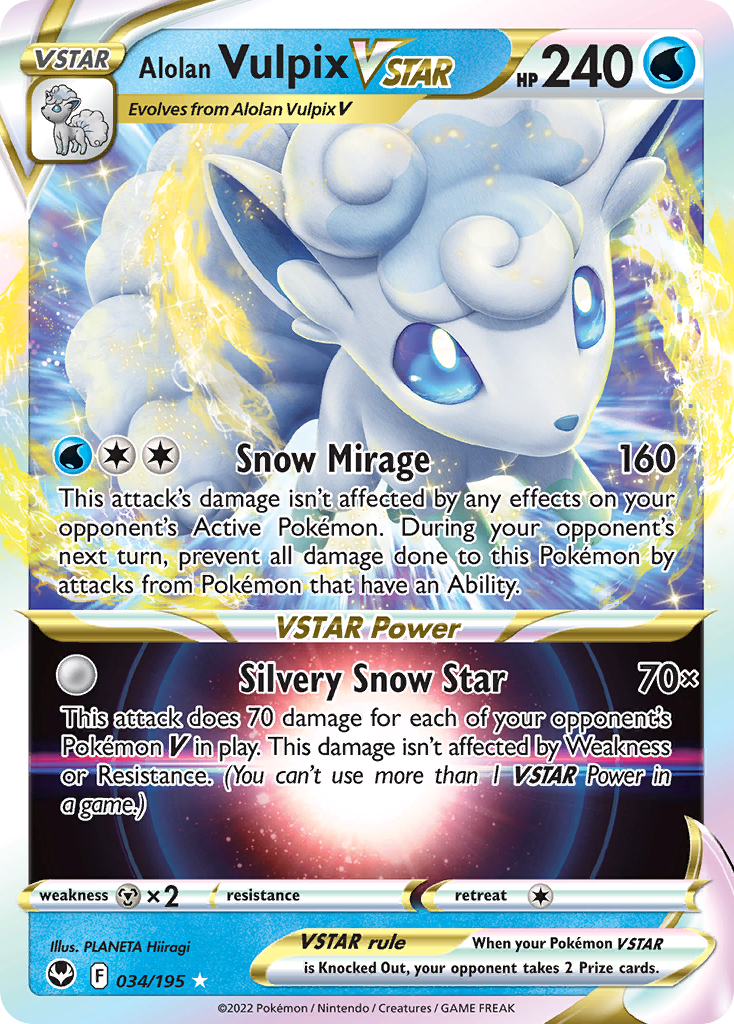 Alolan Vulpix VSTAR 34/195 - Silver Tempest Holofoil - Game Nerdz