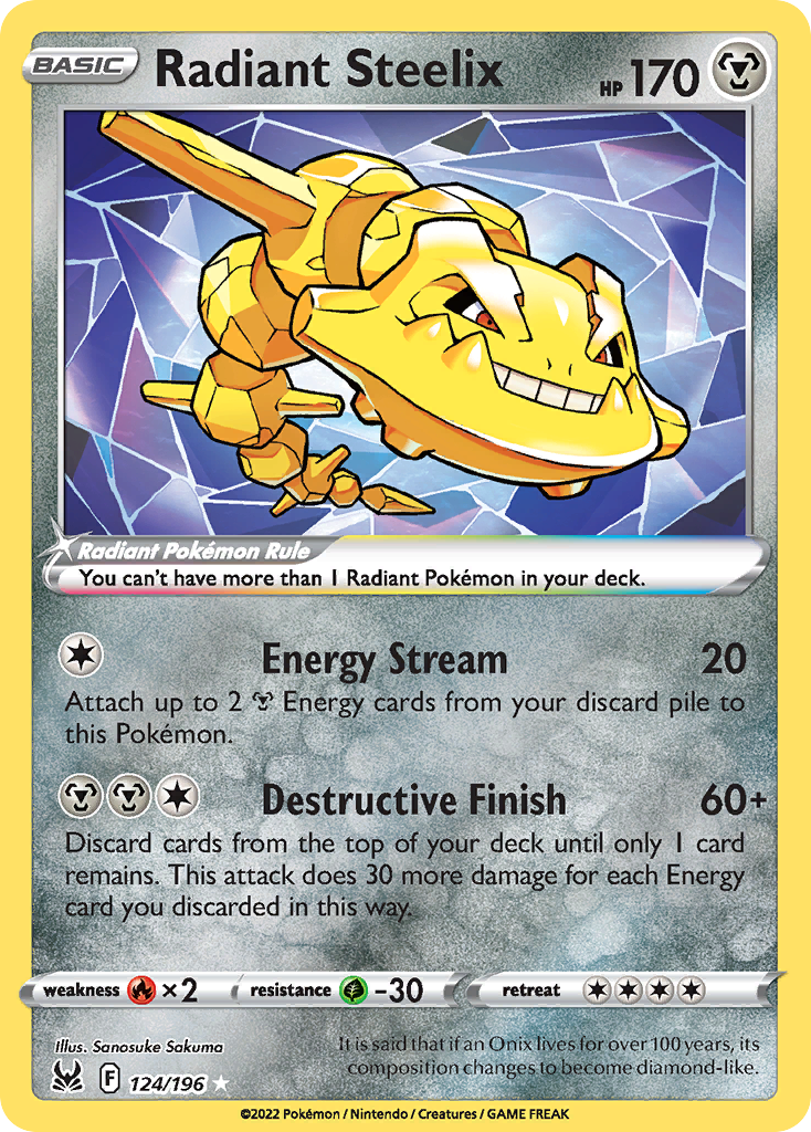 radiant steelix pokemon card Radiant Steelix 124/196