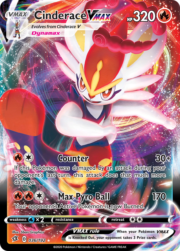 Cinderace VMAX 36/192 - Rebel Clash Holofoil - Game Nerdz