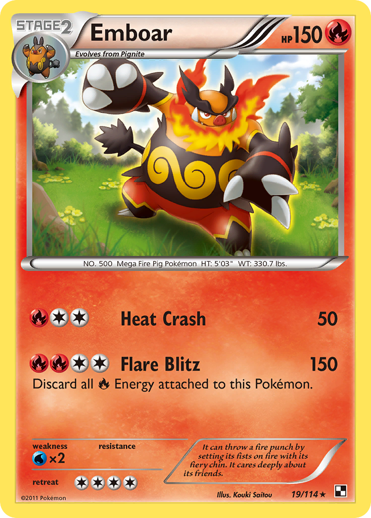 Emboar 19/114 Black White Reverse Holofoil Game Nerdz